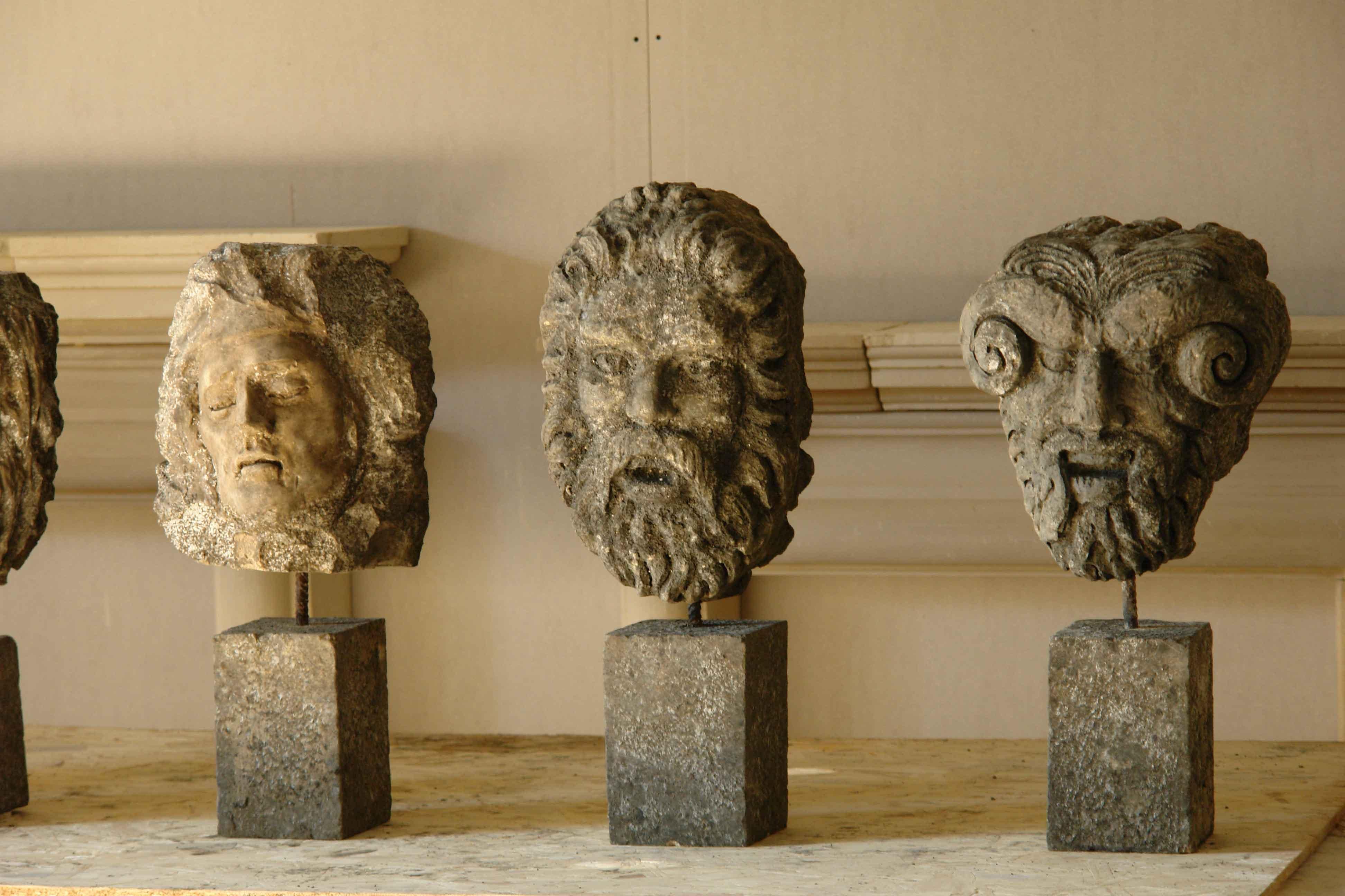 Collection of 6 Gods Head Statues Hand-Carved in Limestone, Late 20th Century For Sale 4