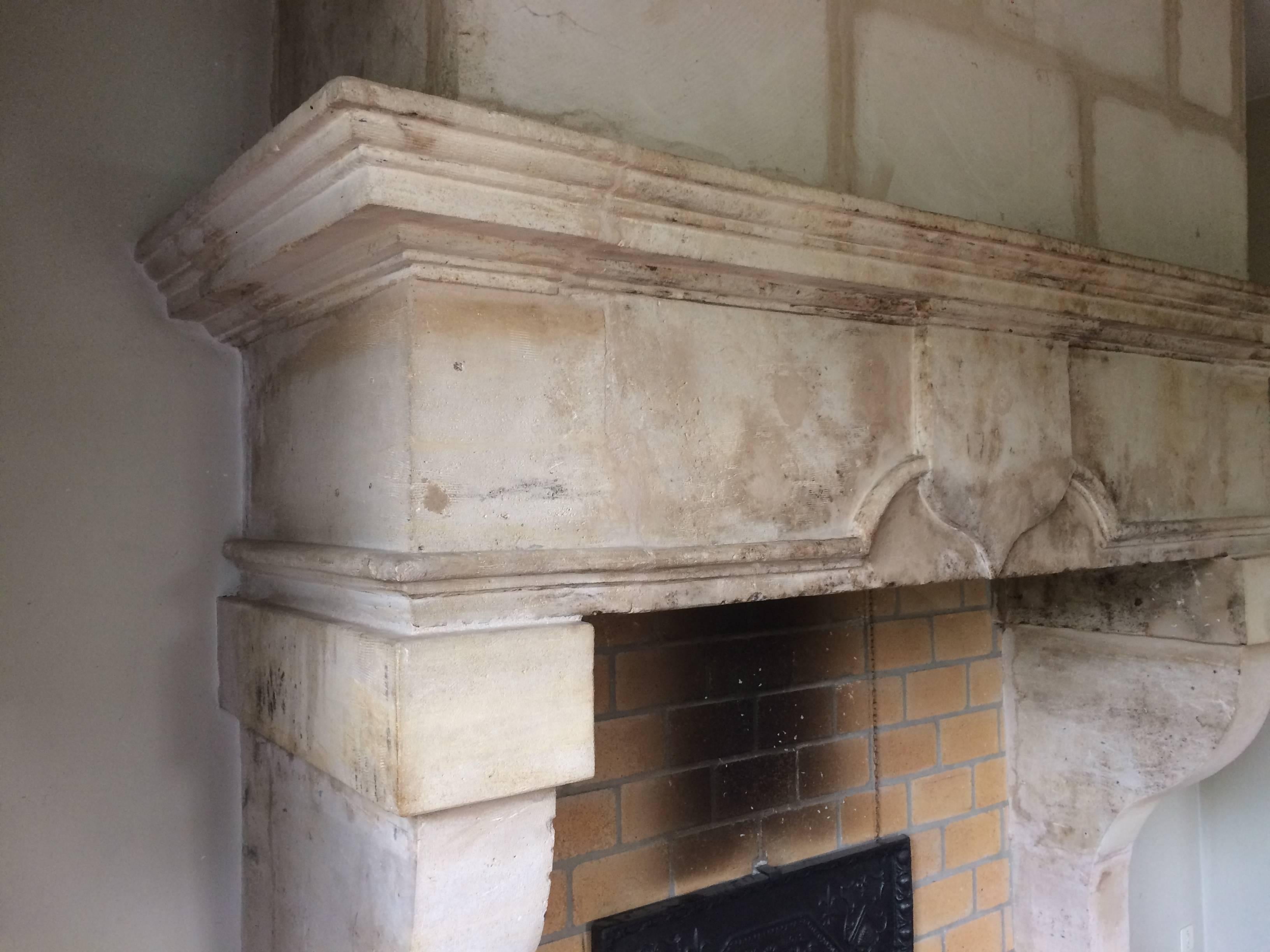 French Louis XIII Style Fireplace in Limestone, 18th Century, Lorraine, France. For Sale 2