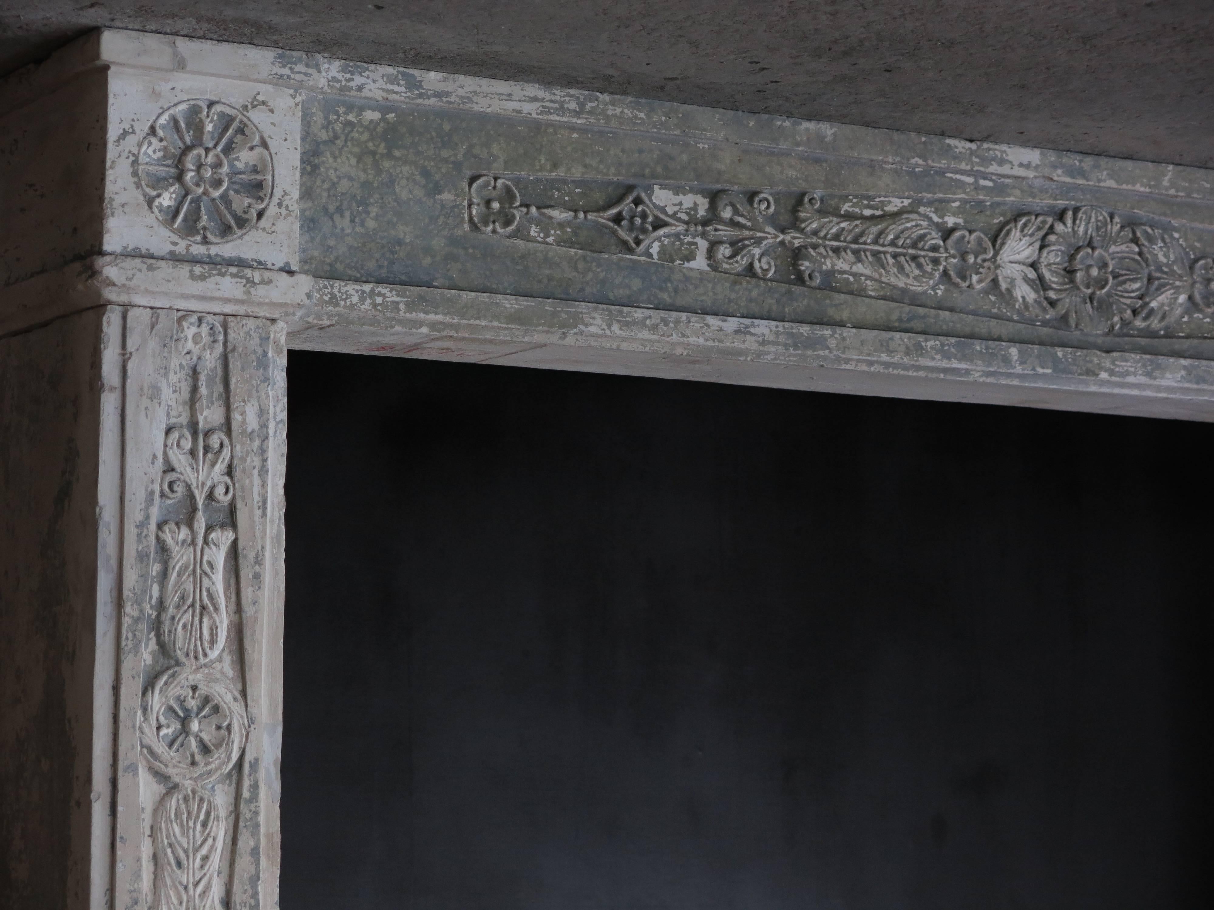 Normandy French Limestone Fireplace, Louis XVI Period, 18th Century, France For Sale 3