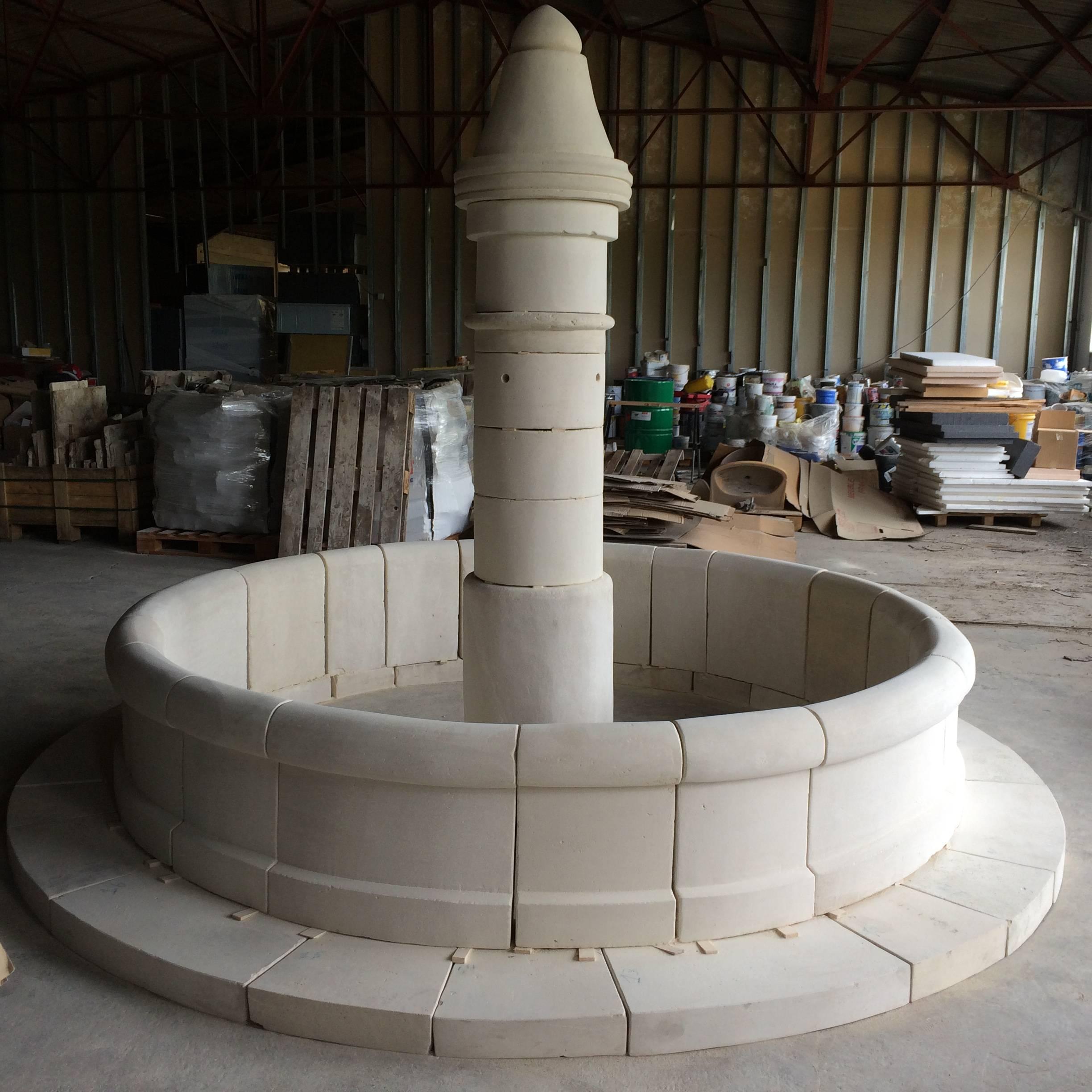 Contemporary French Louis XIV Style Round Fountain Hand-carved Limestone 21st Century, France For Sale