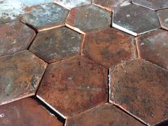 French Antique Hexagonal Terra Cotta Flooring, 18th Century, France.