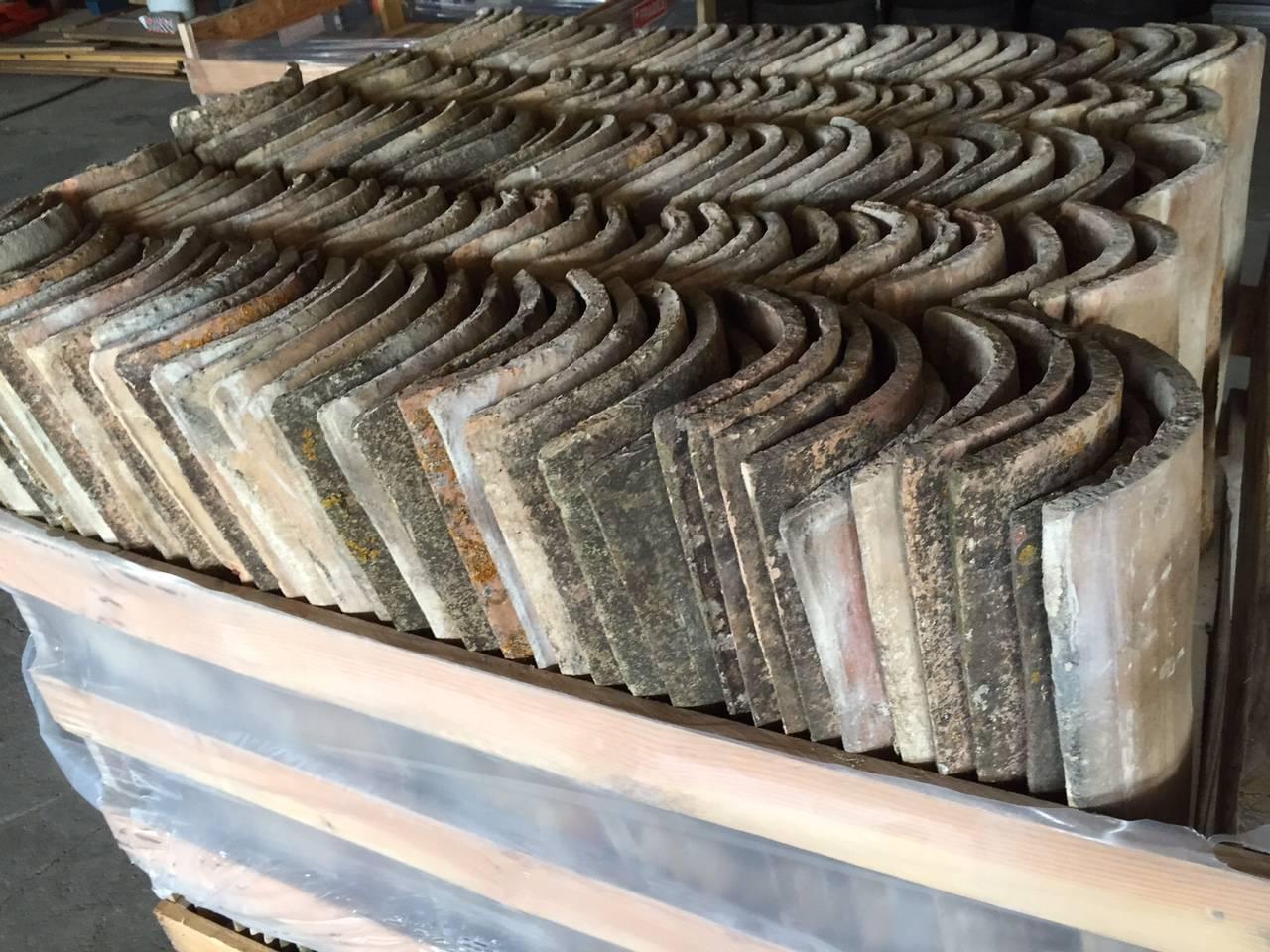 Original French Antique RoofTiles in Terra Cotta, 18th19th Century