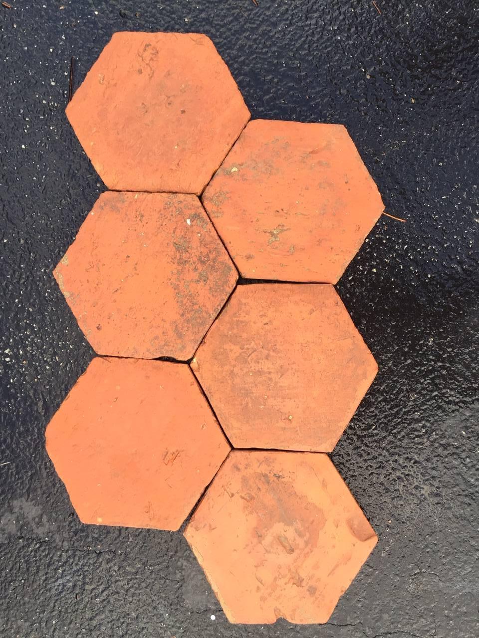 Louis XV French Antique Hexagon Terracotta Flooring, 18th Century, France. For Sale