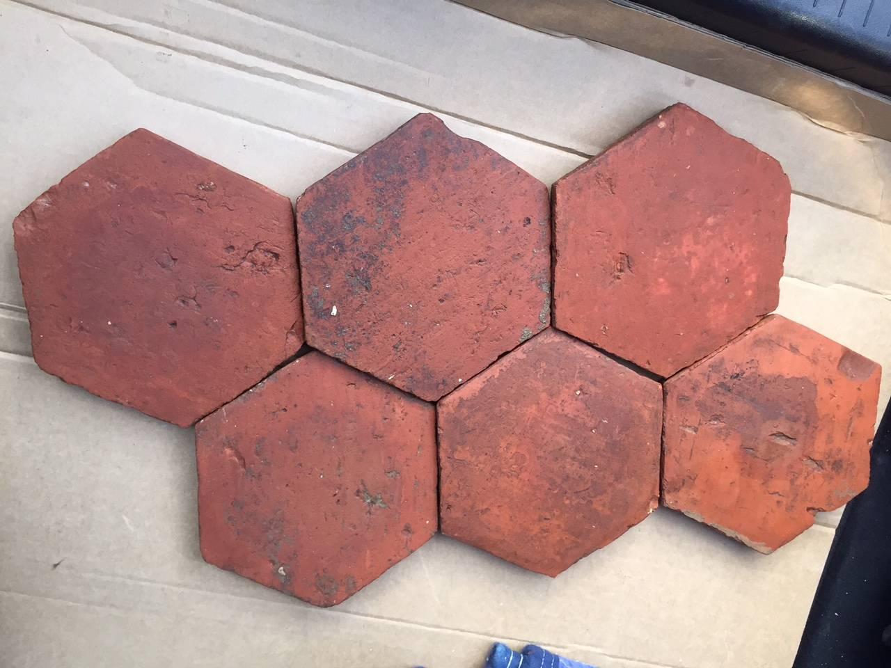 Original French antique hexagon terracotta 18th century, south of Paris, France.
Each tile has been cleaned and hand-selected, ready for installation.
Available from our warehouse in Los Angeles.
Worldwide and US states shipping.
We have a very