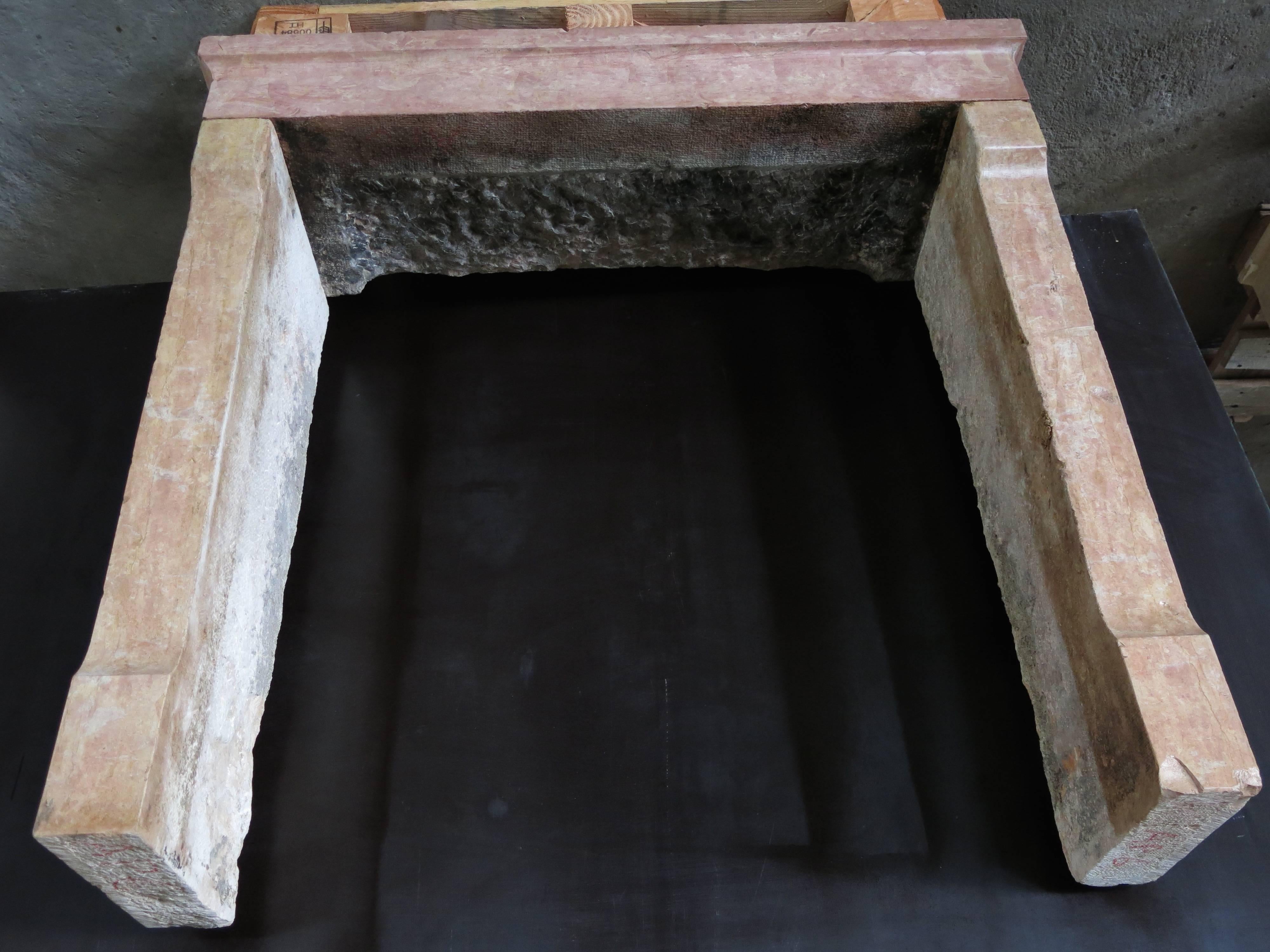 Original Contemporary French Antique Fireplace in Marble-Stone, Paris, 1800s For Sale 4