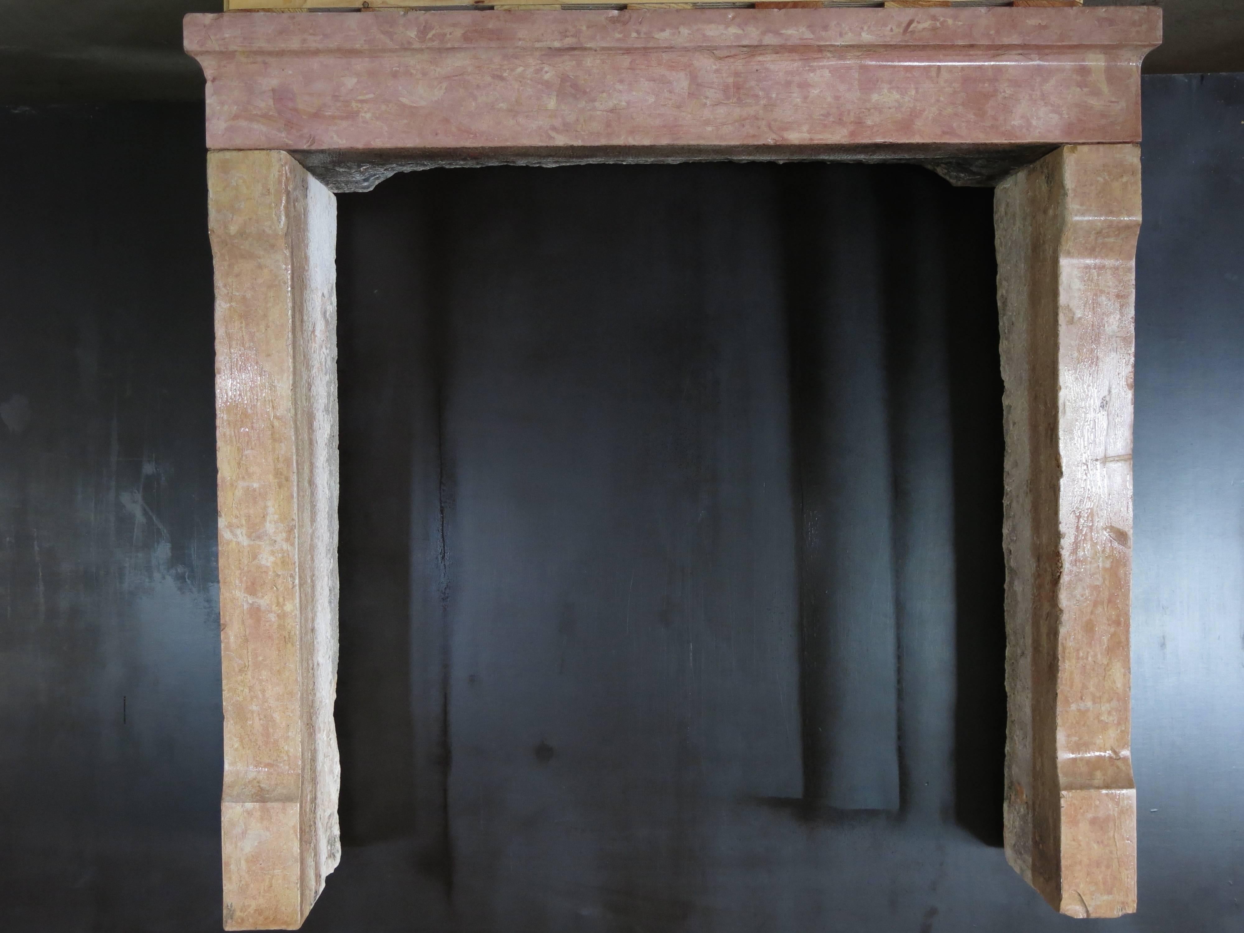 Original Contemporary French Antique Fireplace in Marble-Stone, Paris, 1800s In Good Condition For Sale In LOS ANGELES, CA