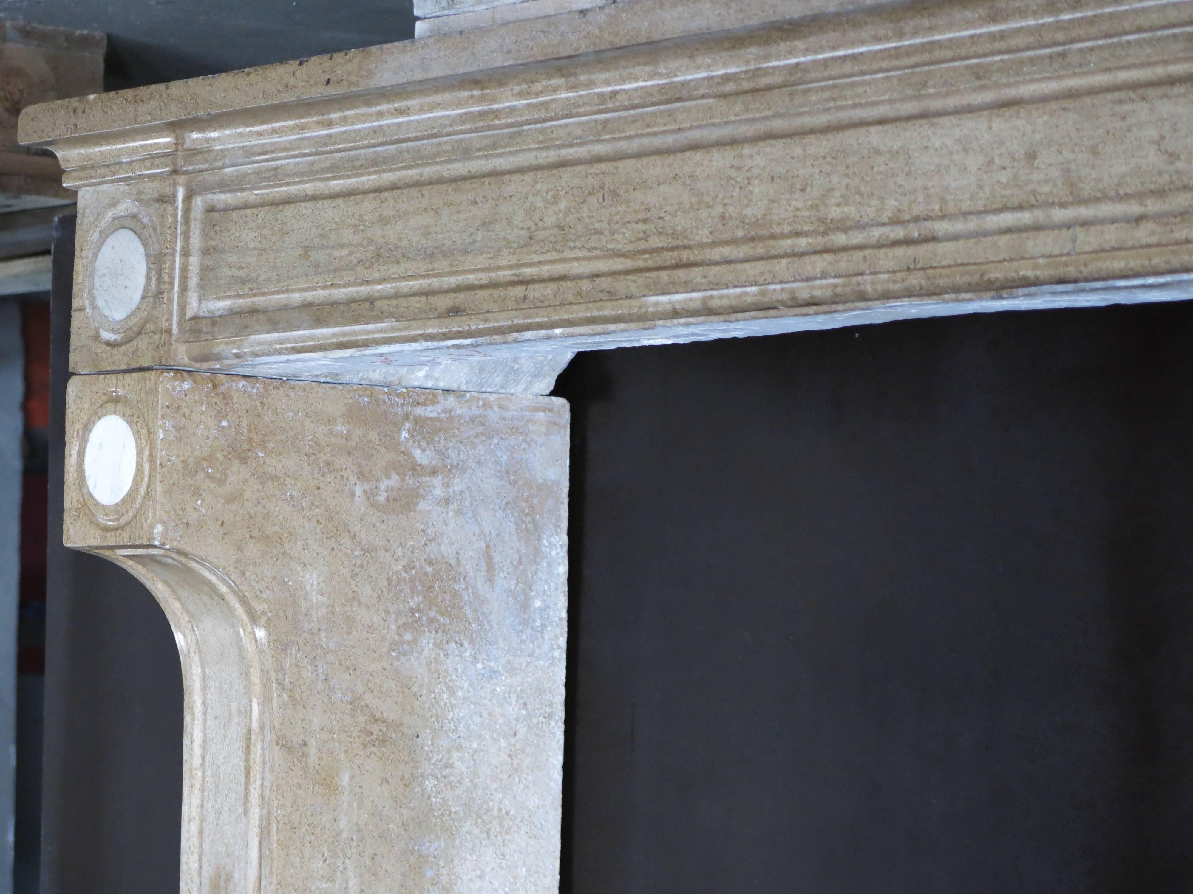 Contemporary French Antique Fireplace in Hard-Stone from Burgundy, France, 1800s In Good Condition For Sale In LOS ANGELES, CA