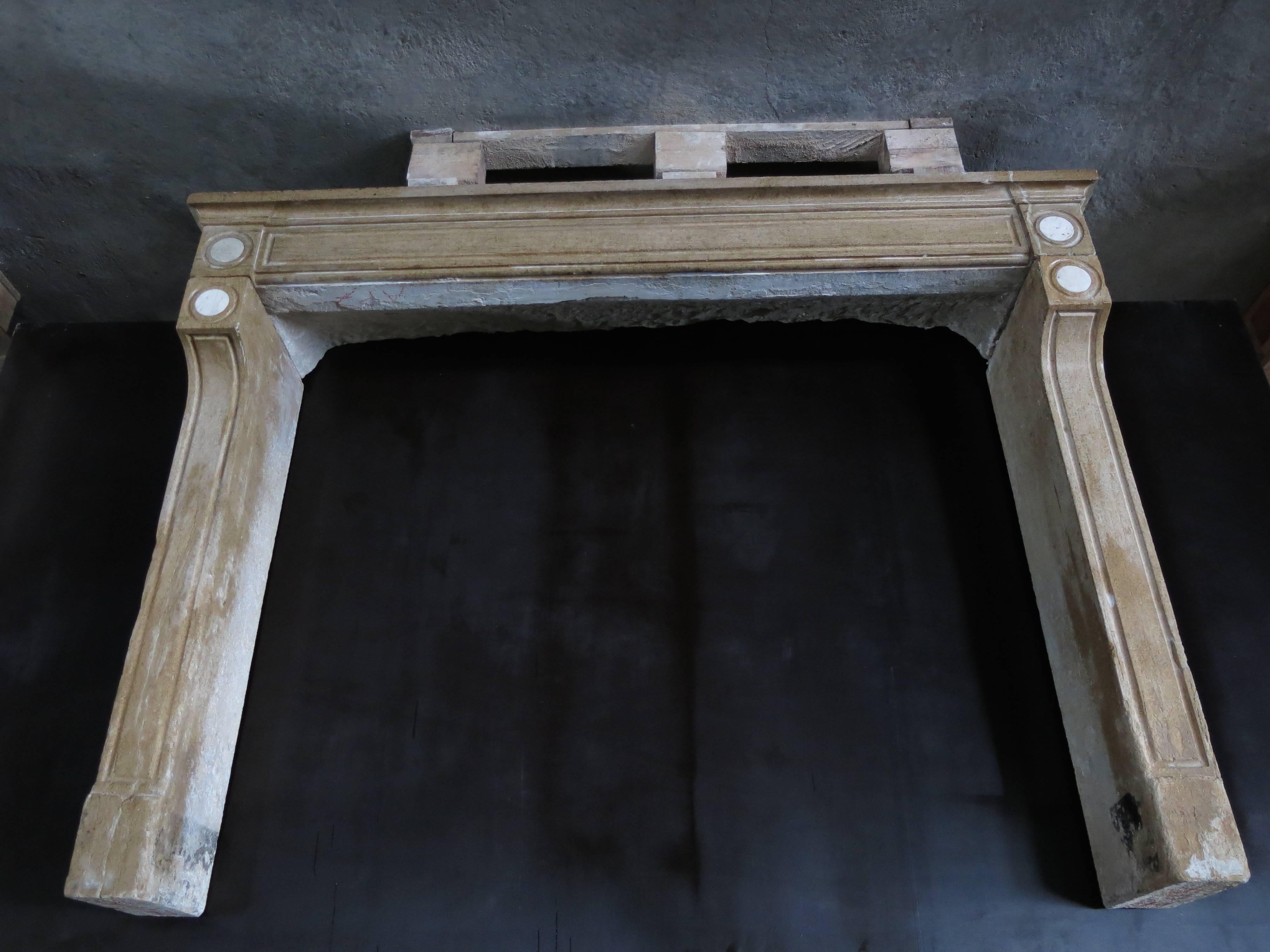 Contemporary French Antique Fireplace in Hard-Stone from Burgundy, France, 1800s For Sale 4