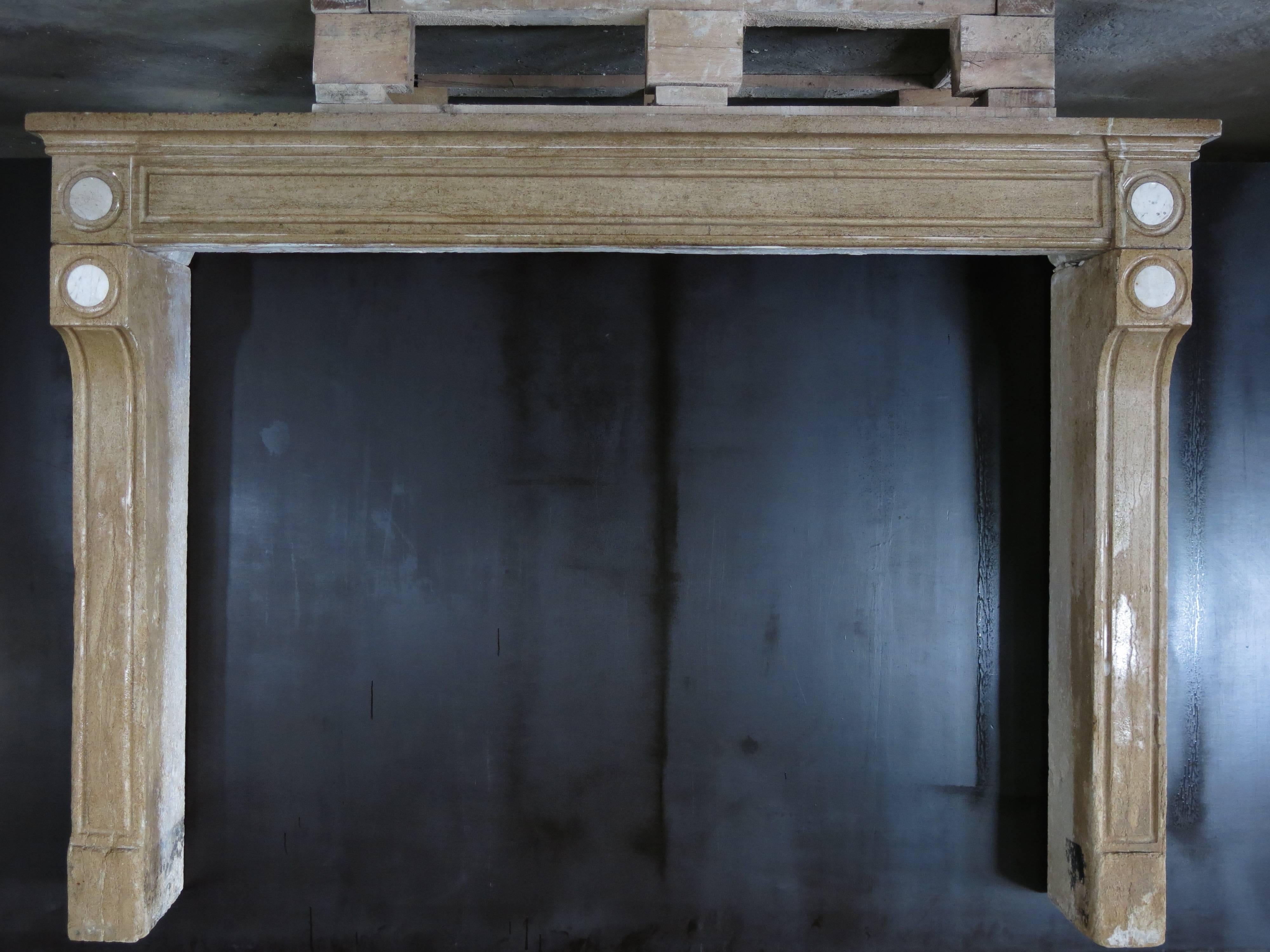 19th Century Contemporary French Antique Fireplace in Hard-Stone from Burgundy, France, 1800s For Sale