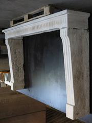 French Antique Louis XVI Style "Piano" Fireplace Limestone, 19th C, France