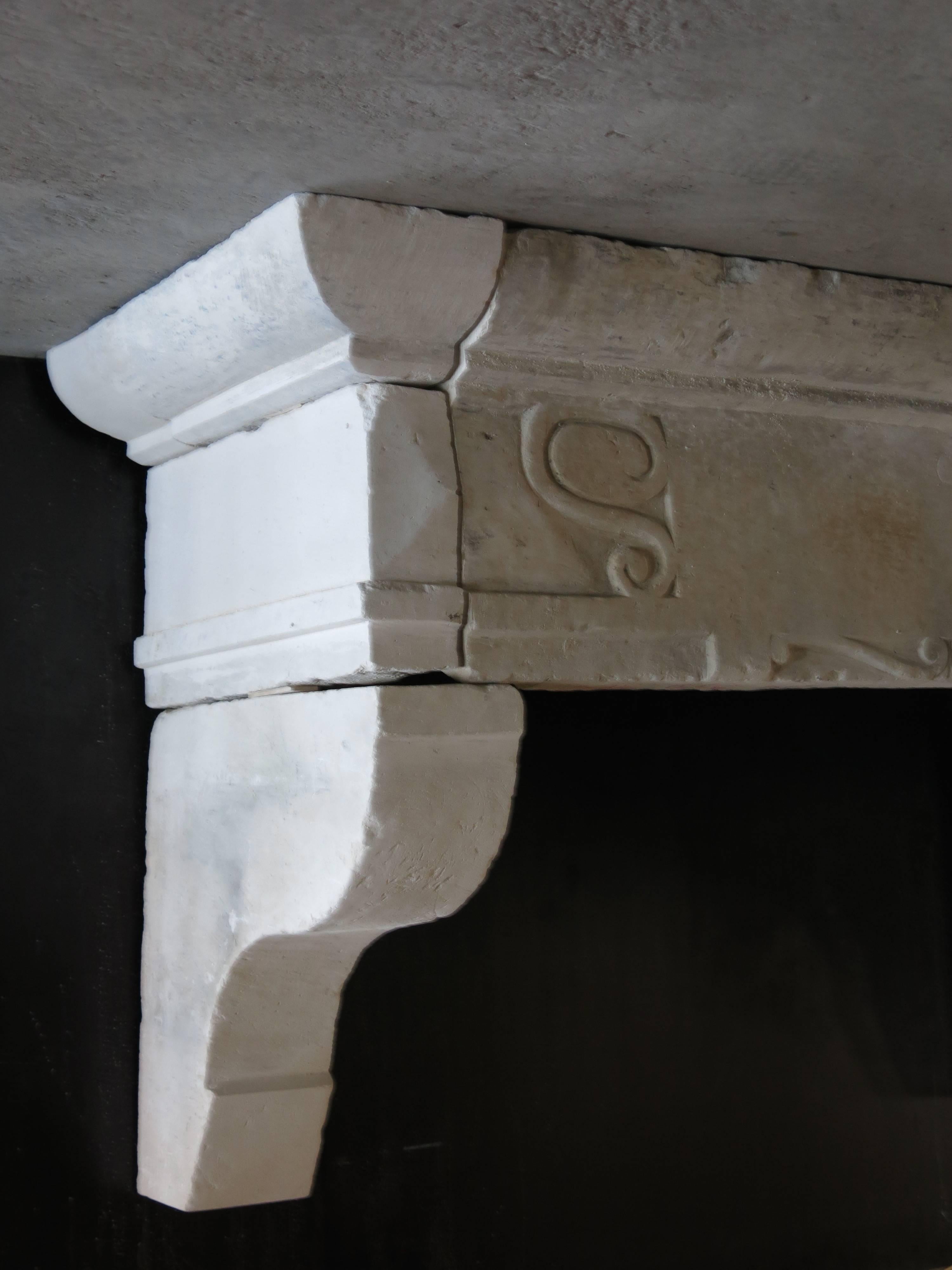 Limestone Renaissance Style Fireplace, 18th Century 