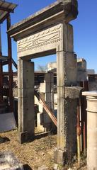 Monumental French Front Door Surround, Limestone Hand-Carved Dated 1865, France