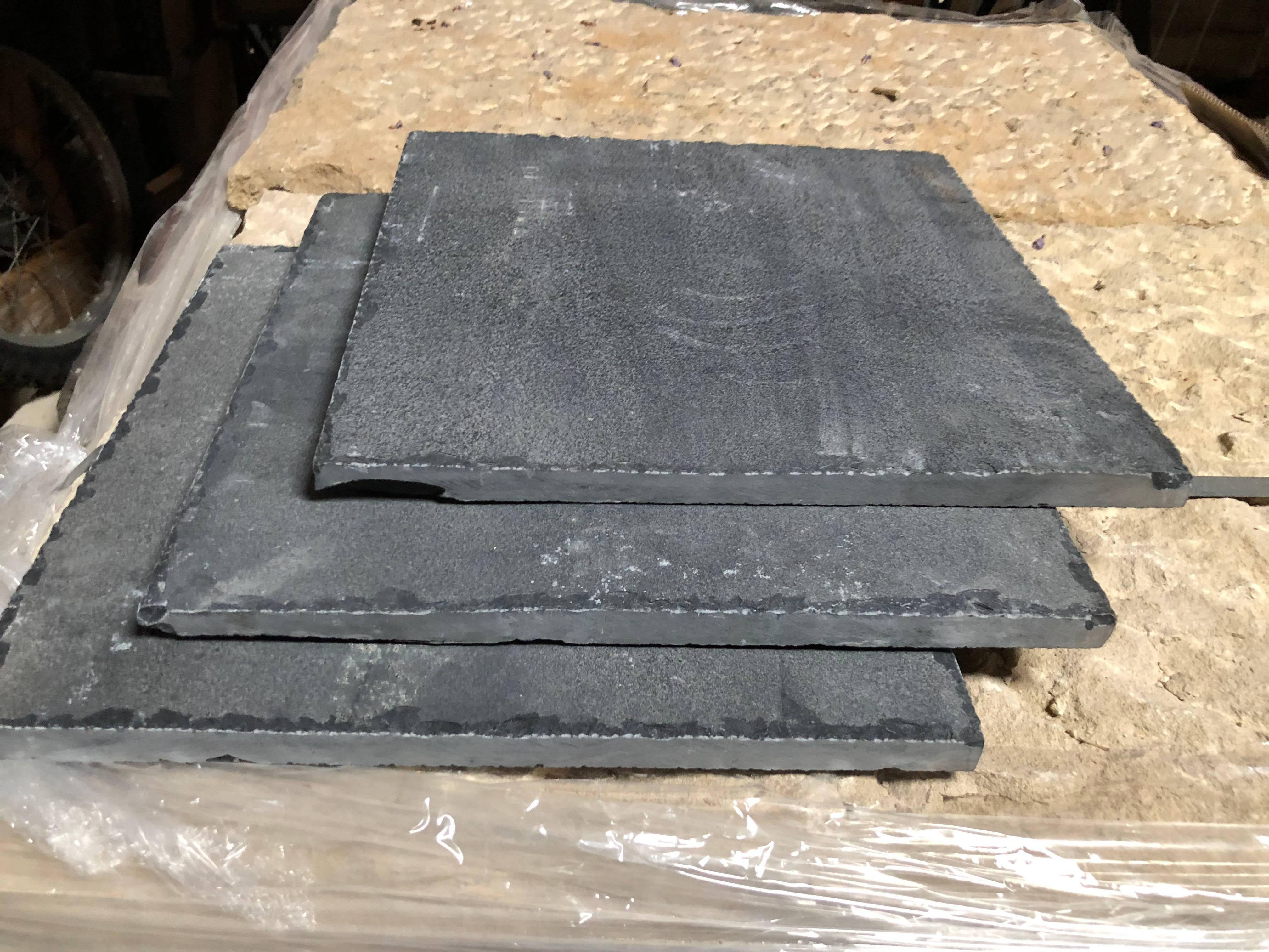 Hand-Crafted Belgium Style Stone Flooring and Pool Coping, Grey/Dark Blue. For Sale