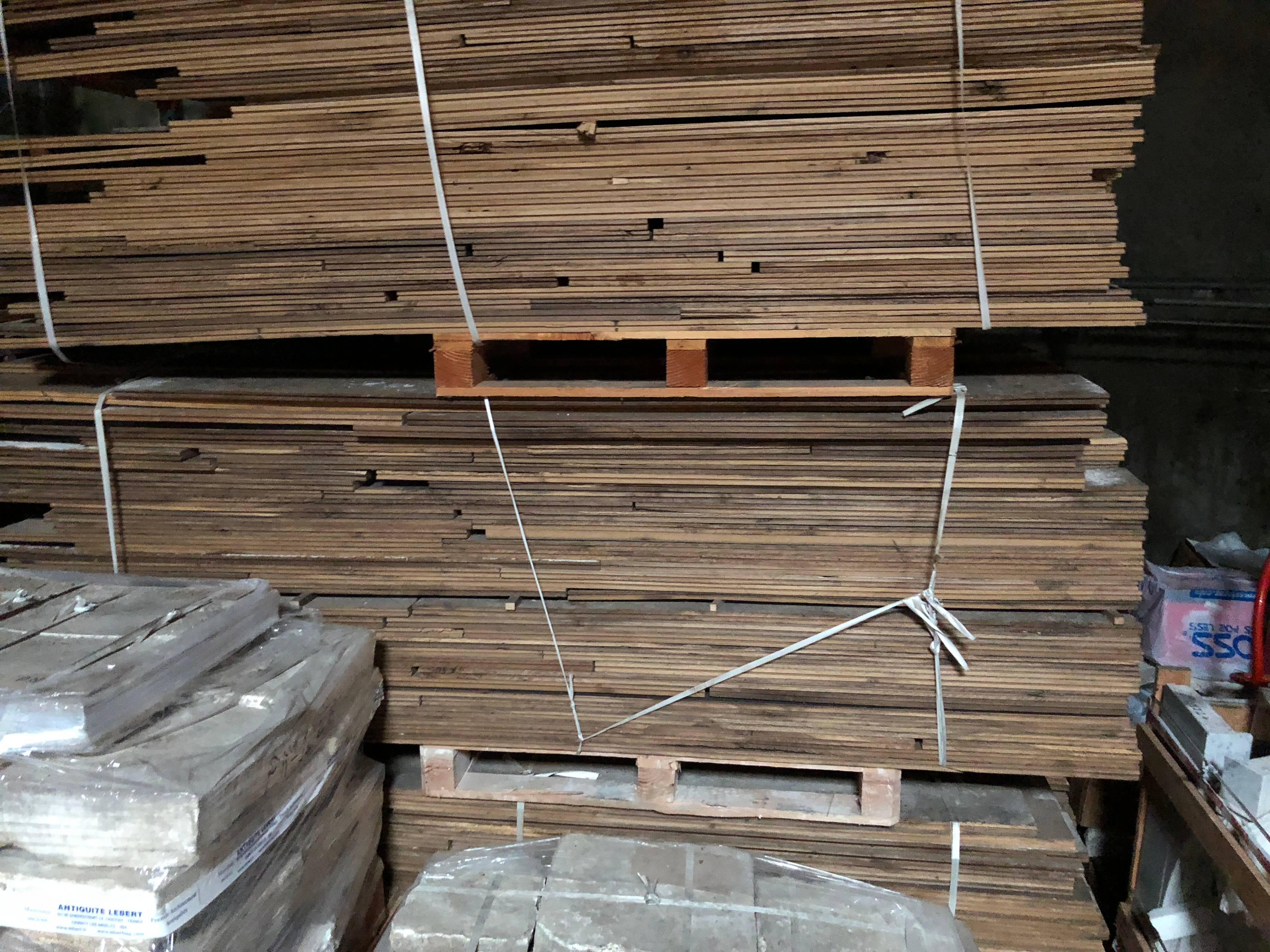 Ready for installation, available from our warehouse in Los Angeles right now.
Very unique and rare. Price per square foot.
3,500 square feet available right now. Price per square foot. Solid French antique/authentic wood oak flooring, 18th century,