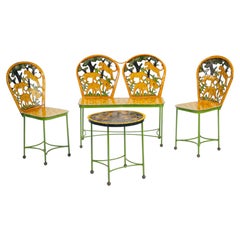 Hand-Painted Tiger Children's Garden Seating Set, India, Circa 1980s