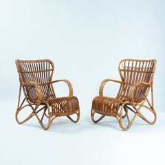 Dutch "Belse Acht" midcentury rattan set, sofa and 2 lounge chairs, 1960s