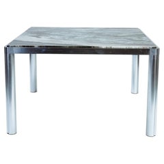 Dutch Modernist Marble & Brushed Aluminum Dining Table by Kho Liang Ie, Artifort