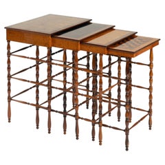 Gillows of Lancaster, Regency specimen wood 4 nest tables with chess table, 1815