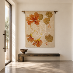 Unique art Flower wall carpet in natural fibers, 122 x 190 cm, Poland, 1980s