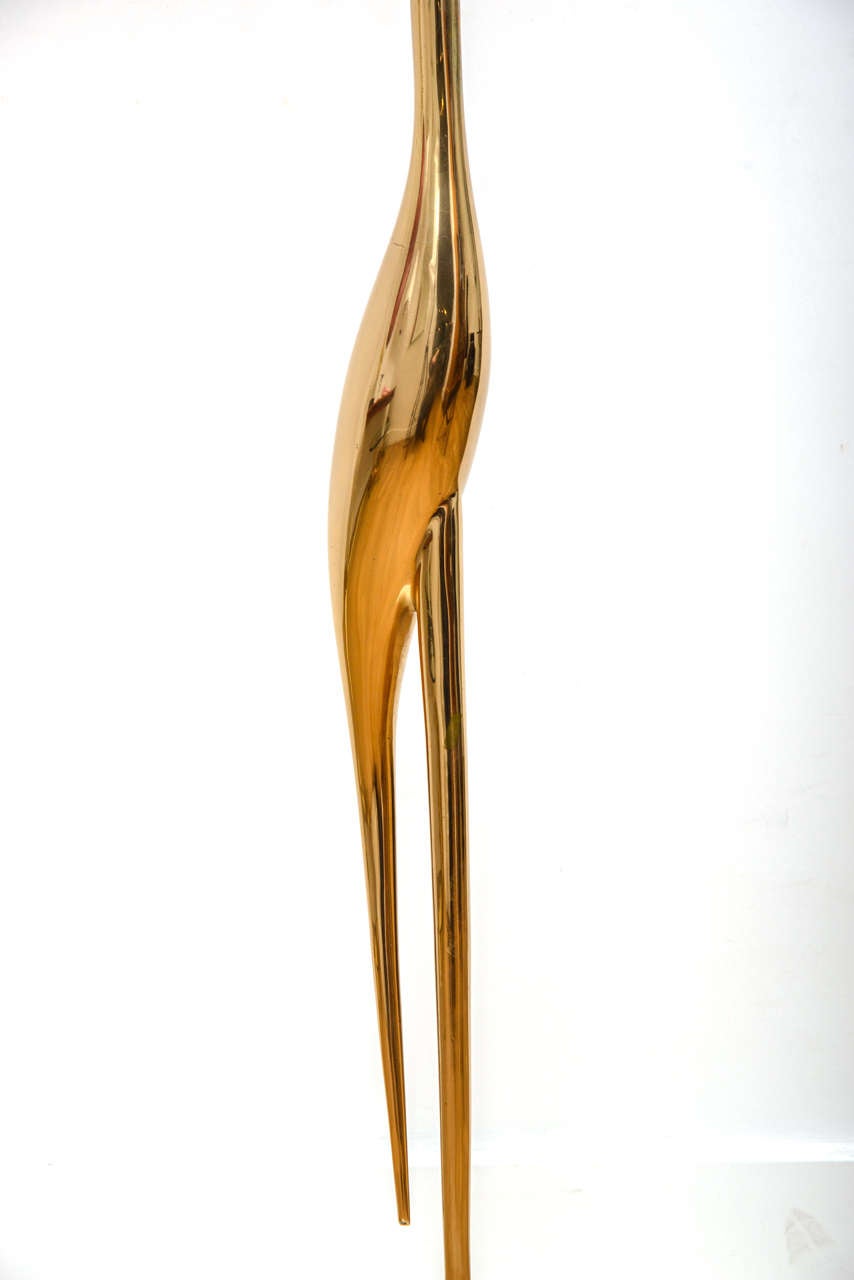 Modern Bronze “Crane” Floor Lamp, circa 1970 by René Broissand For Sale