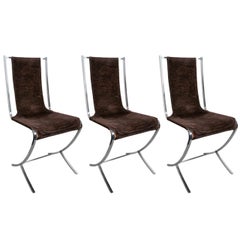 Ten chromed steel Chairs by Maison Jansen, 1970s