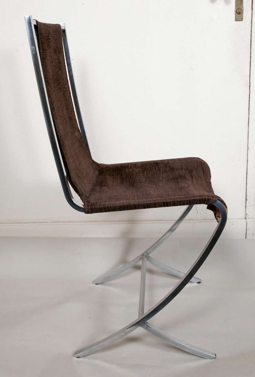 Ten chromed steel Chairs by Maison Jansen, 1970s 1