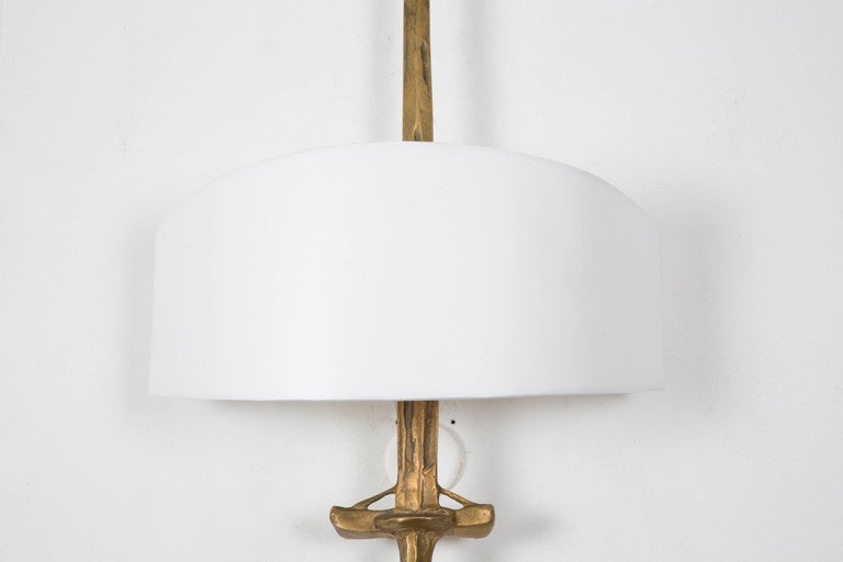 Mid-20th Century Pair of Gilt Bronze Wall Lights Called 