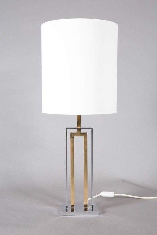 Mid-Century Modern Pair of Brass and Steel Table Lamps by Romeo Rega, 1970s For Sale