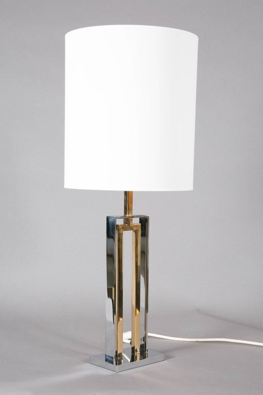 Late 20th Century Pair of Brass and Steel Table Lamps by Romeo Rega, 1970s For Sale