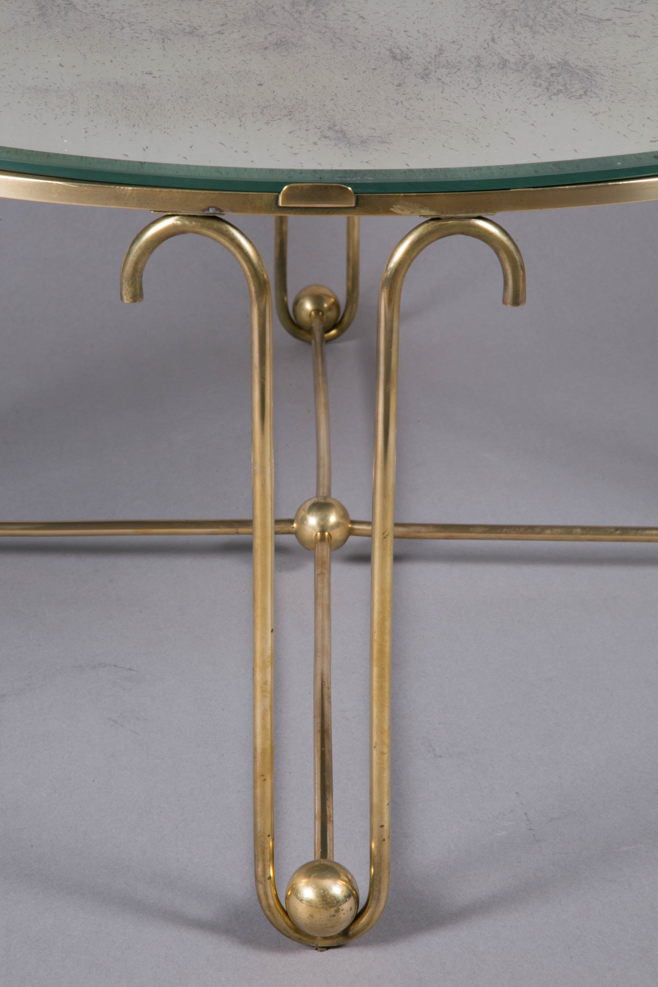 Brass Coffee Table with Nesting Tables by Jean Royère, 1950s In Good Condition In Paris, FR