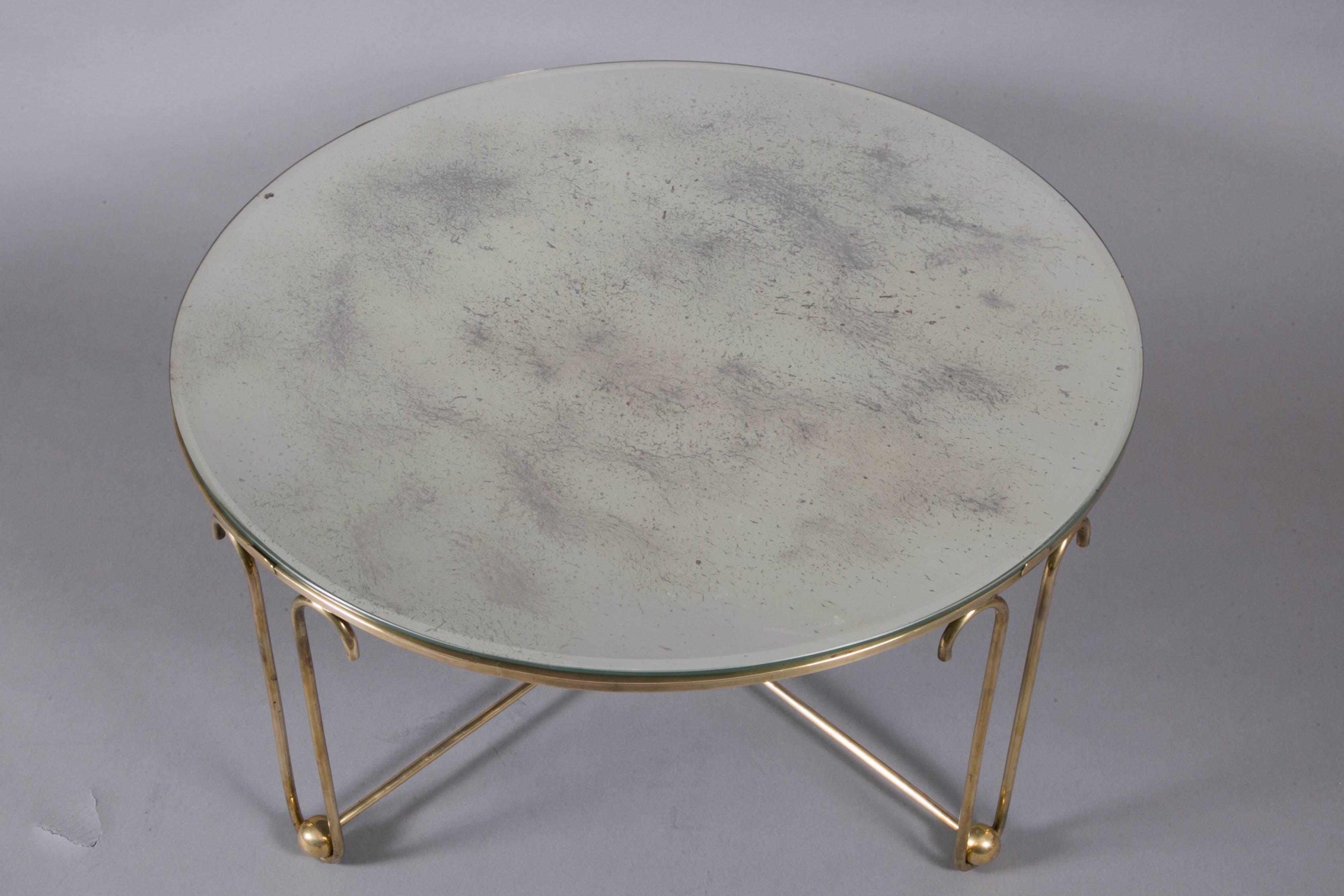 Brass Coffee Table with Nesting Tables by Jean Royère, 1950s 1