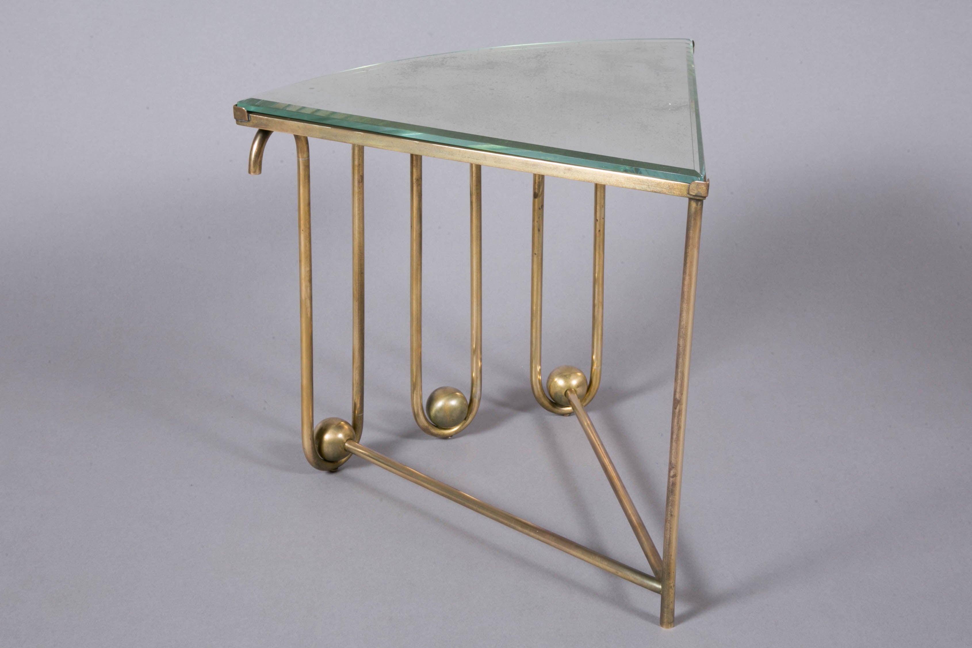 Brass Coffee Table with Nesting Tables by Jean Royère, 1950s 2