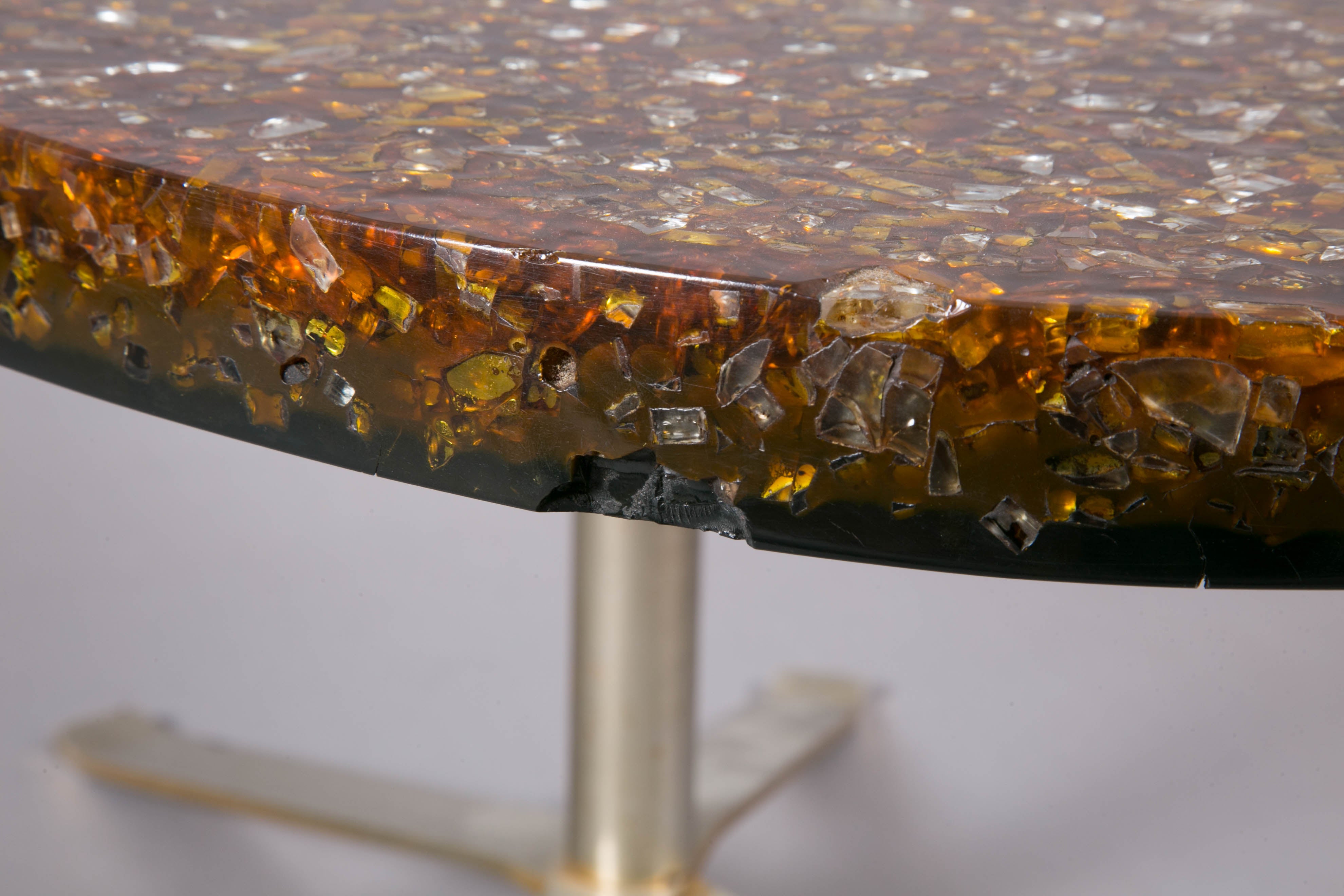 Coffee Table with an Oval Resin Top, circa 1970, by Pierre Giraudon 2