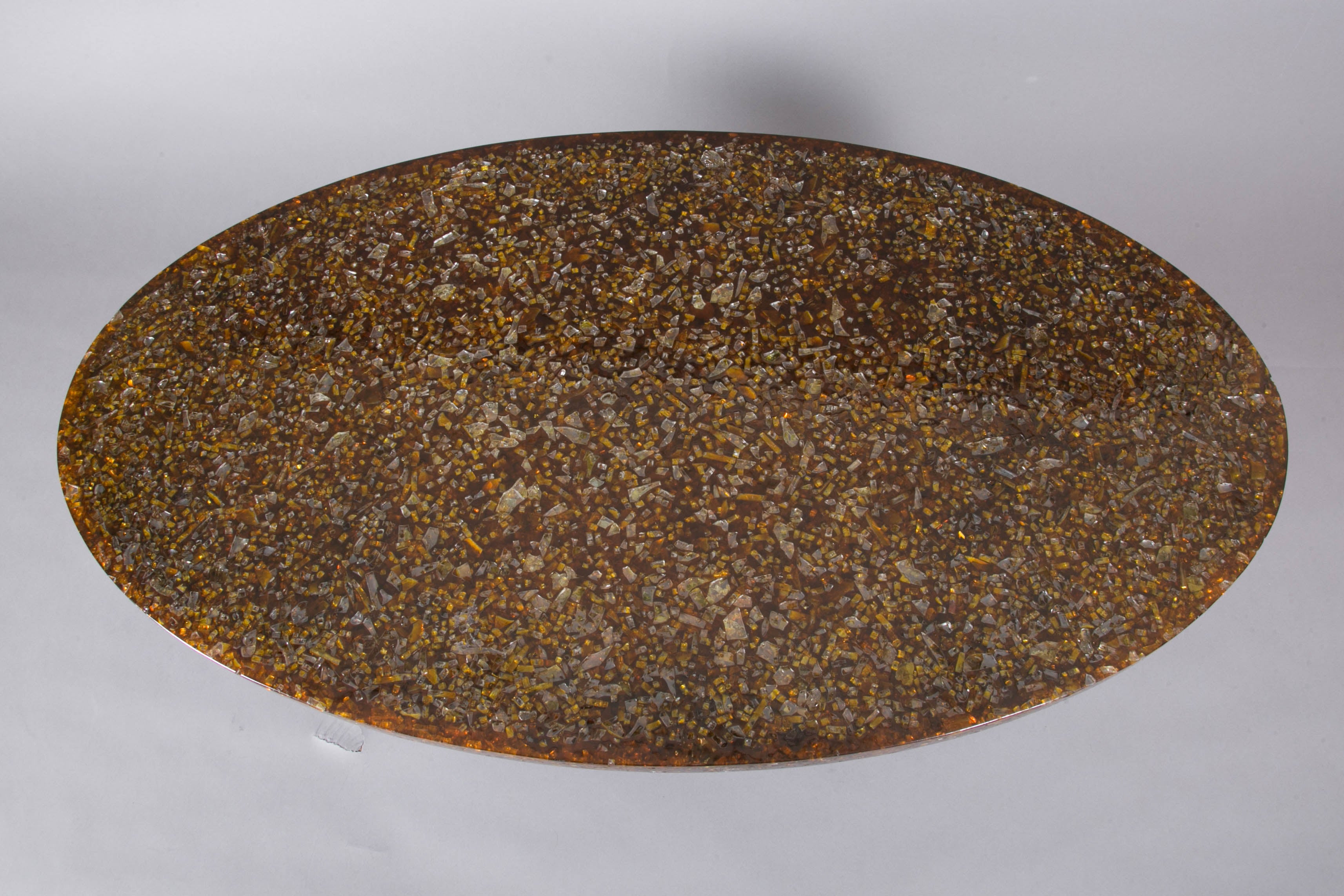 Coffee Table with an Oval Resin Top, circa 1970, by Pierre Giraudon 3