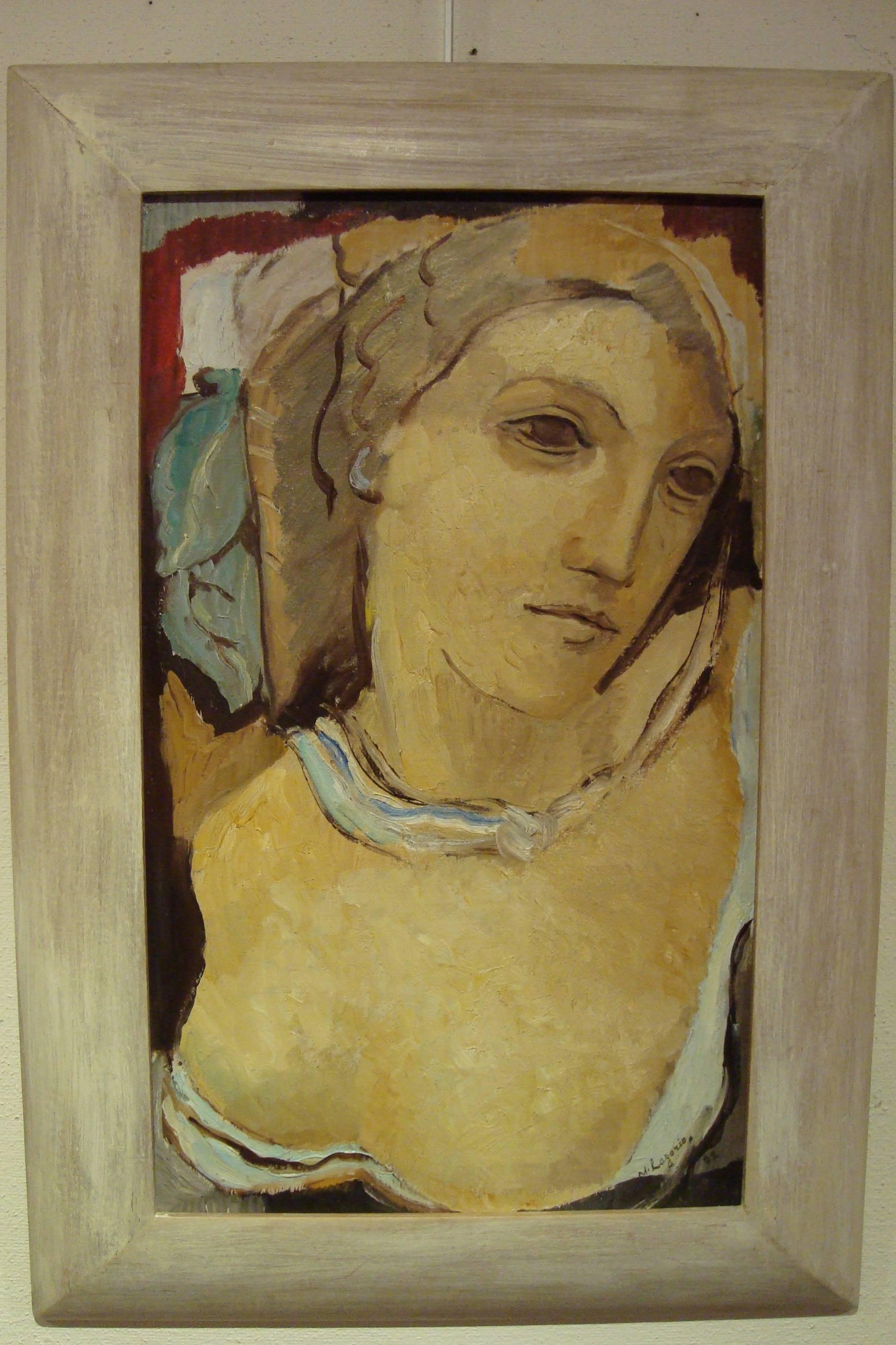 Mid-Century Modern Portrait of a Woman with Bust, 1932 by Maria Lagorio