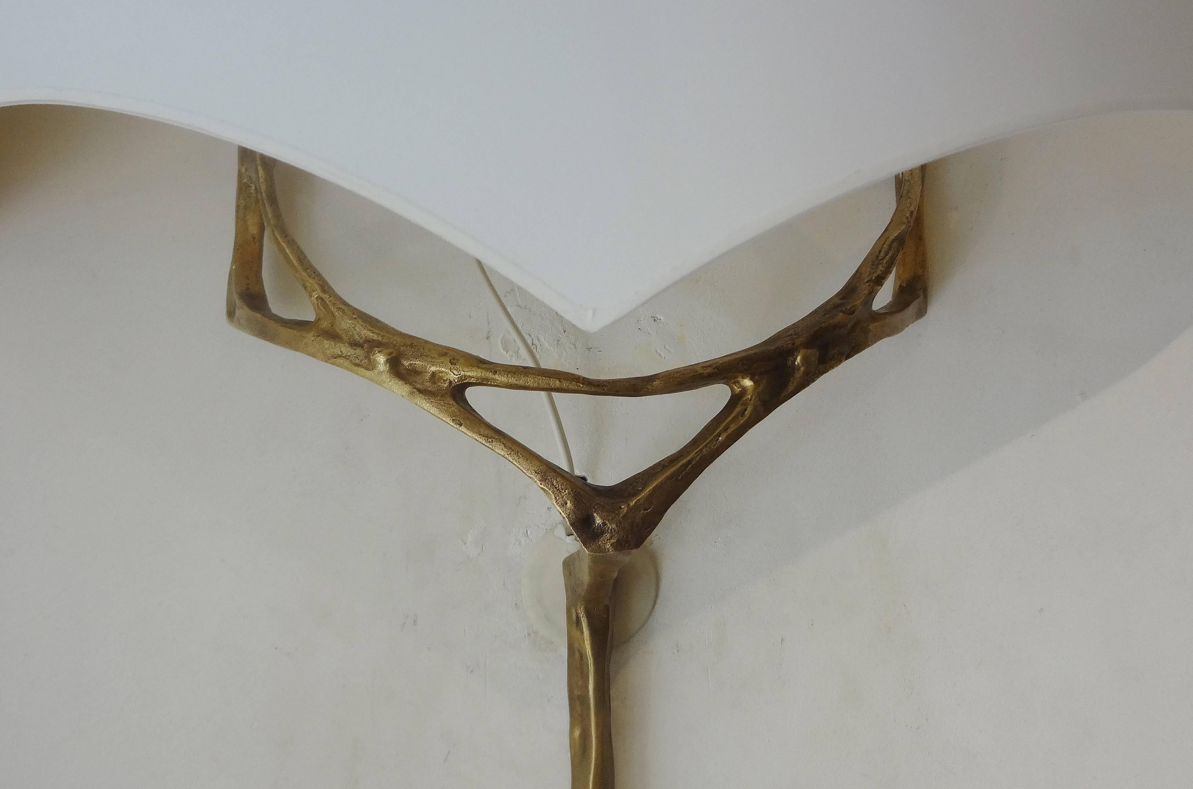 Mid-20th Century Pair of Gilt Bronze Wall-Sconces by Félix Agostini, circa 1955