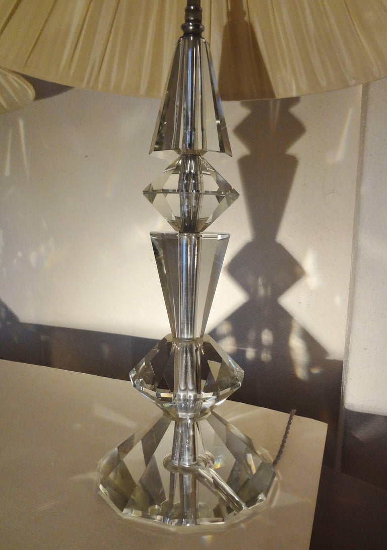 French Spectacular Pair of Glass Table Lamps, France, 1970s For Sale