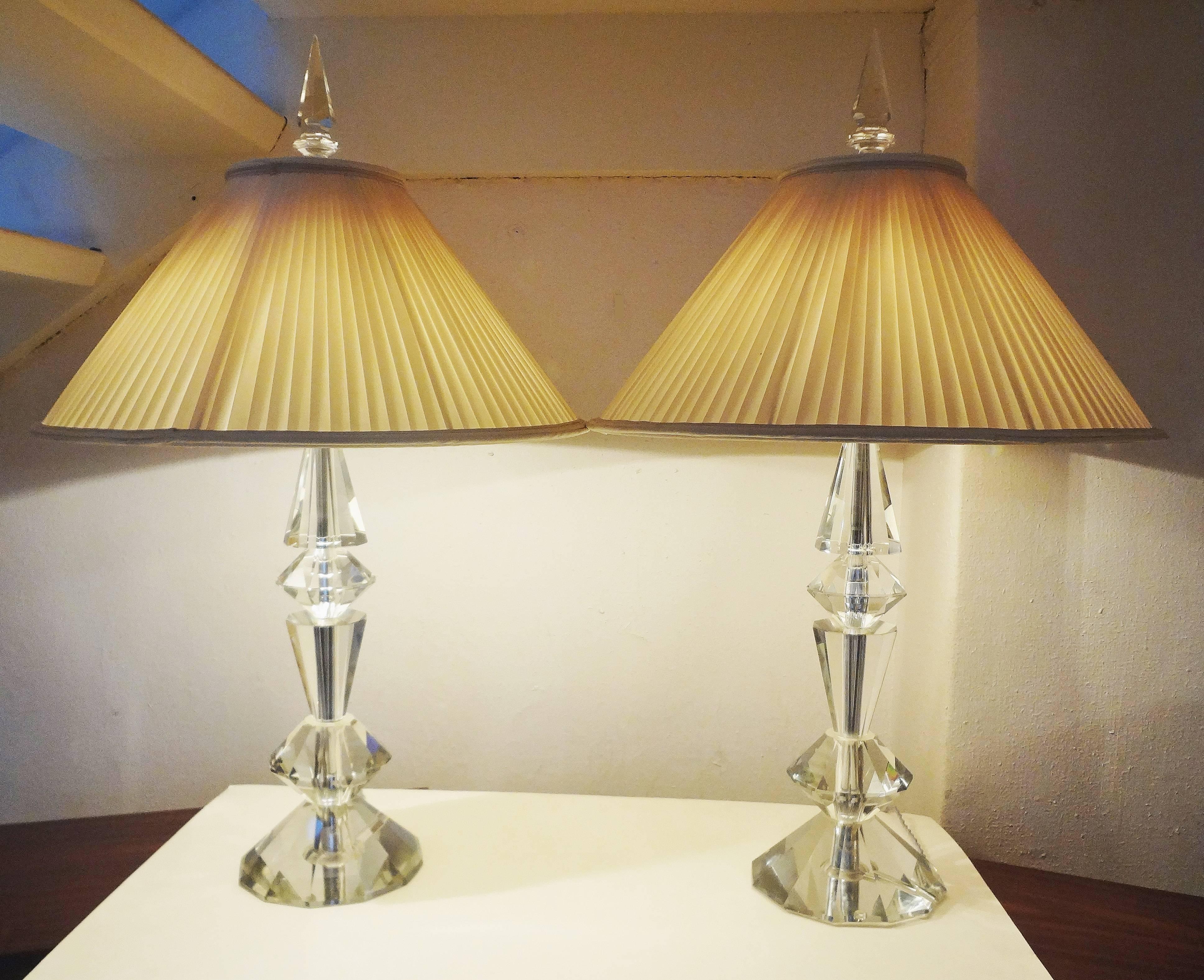 Spectacular Pair of Glass Table Lamps, France, 1970s In Good Condition For Sale In Paris, FR