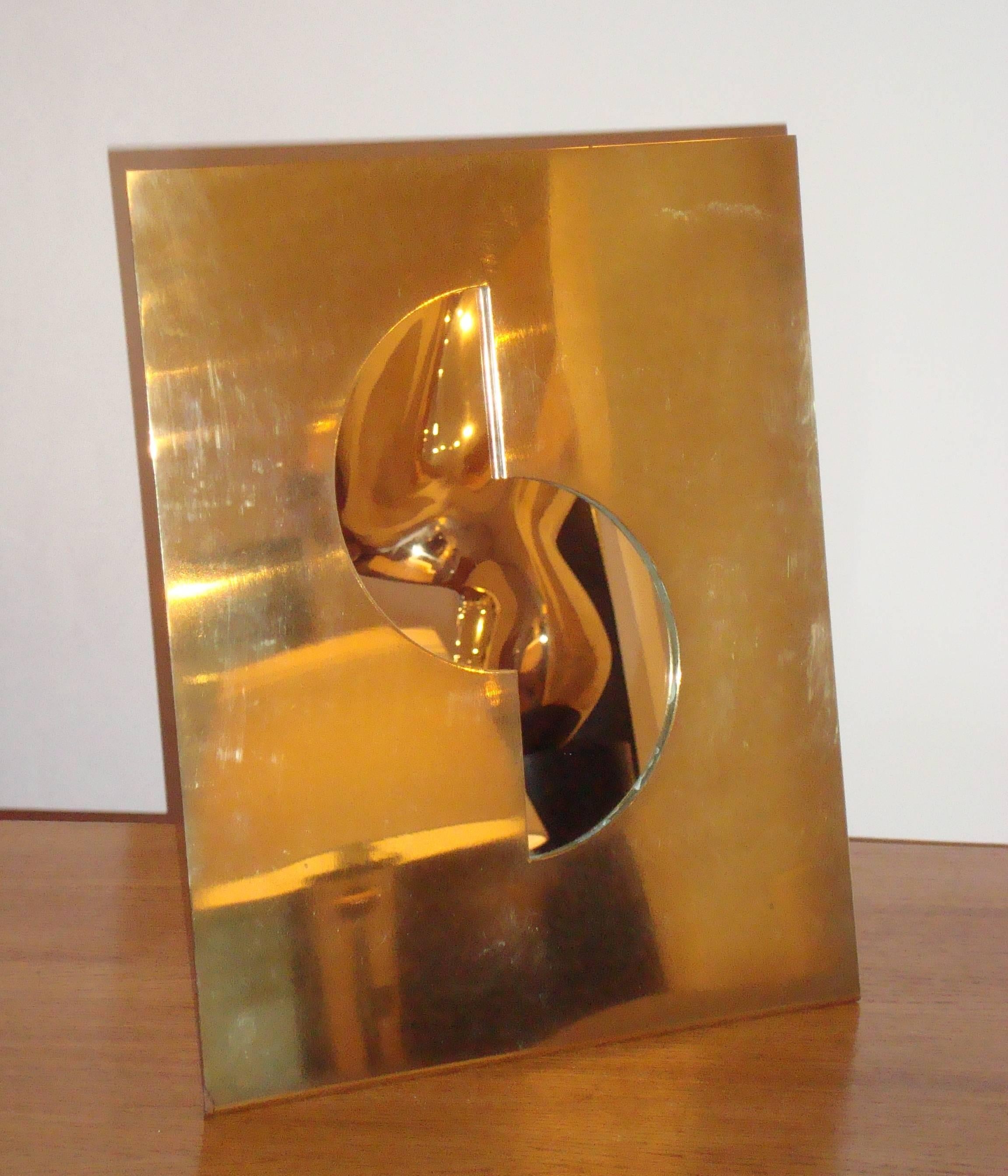 Late 20th Century Gilt Brass Mirror by Gabriella Crespi, 1971