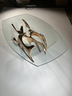 Sculpted Bronze Coffee Table by Fred Brouard, 1970s