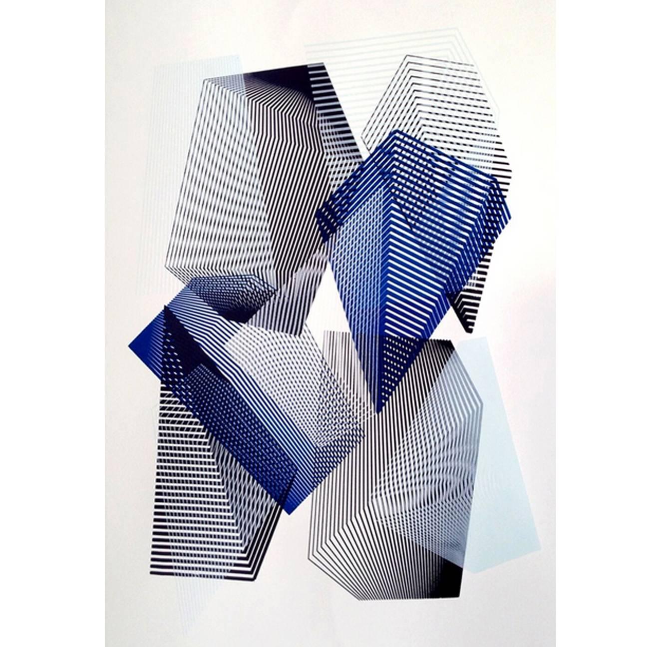 Large Geometric Limited Edition Framed Silkscreen Print by Kate Banazi For Sale
