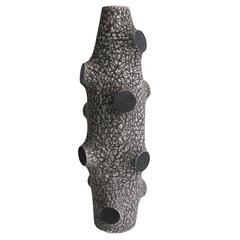 Tall Textured Ceramic Vase with Shagreen Detailing