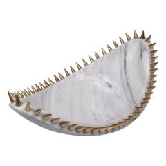 Large Marble Bowl with Brass Spikes