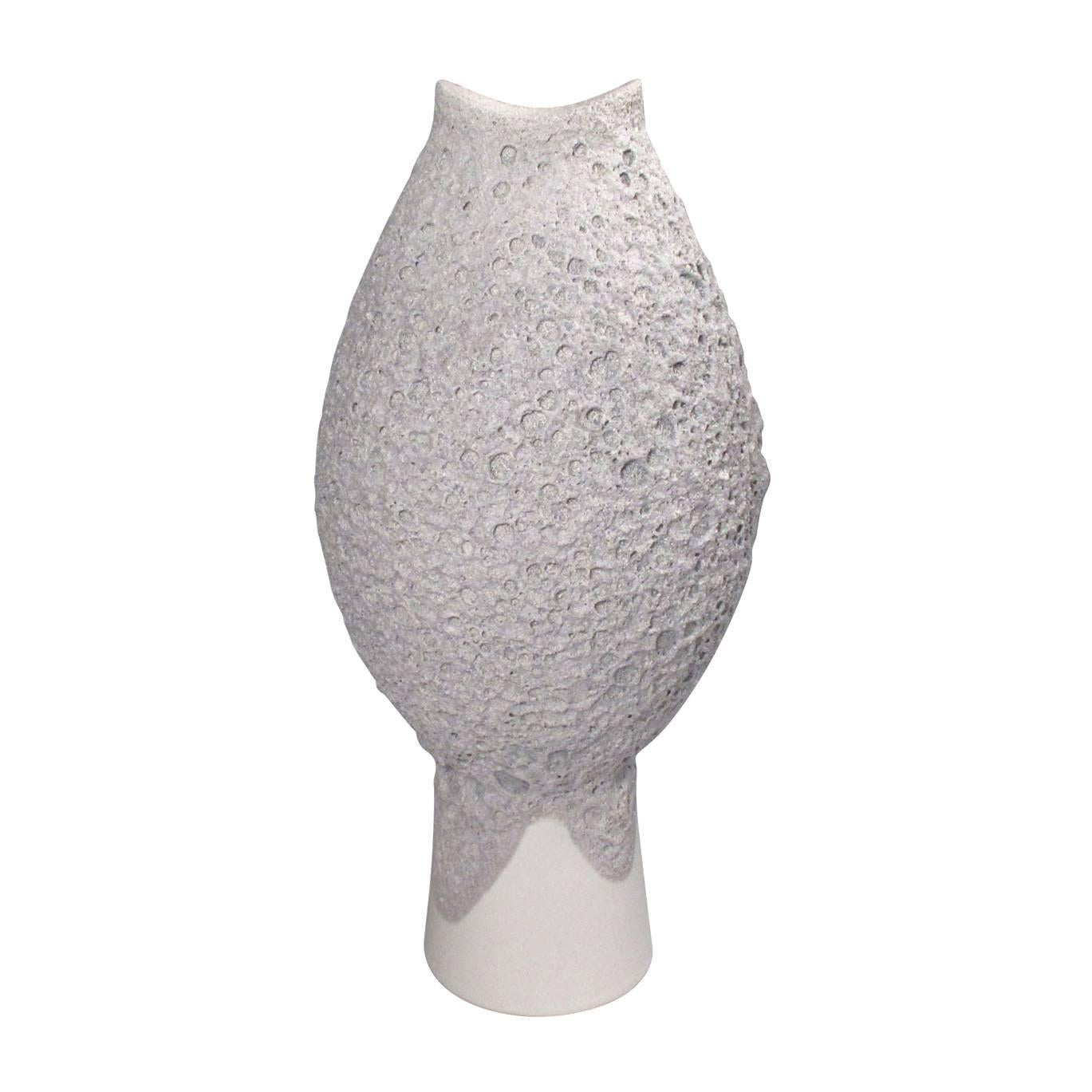 Tall Ceramic Vase with Lava Glaze For Sale