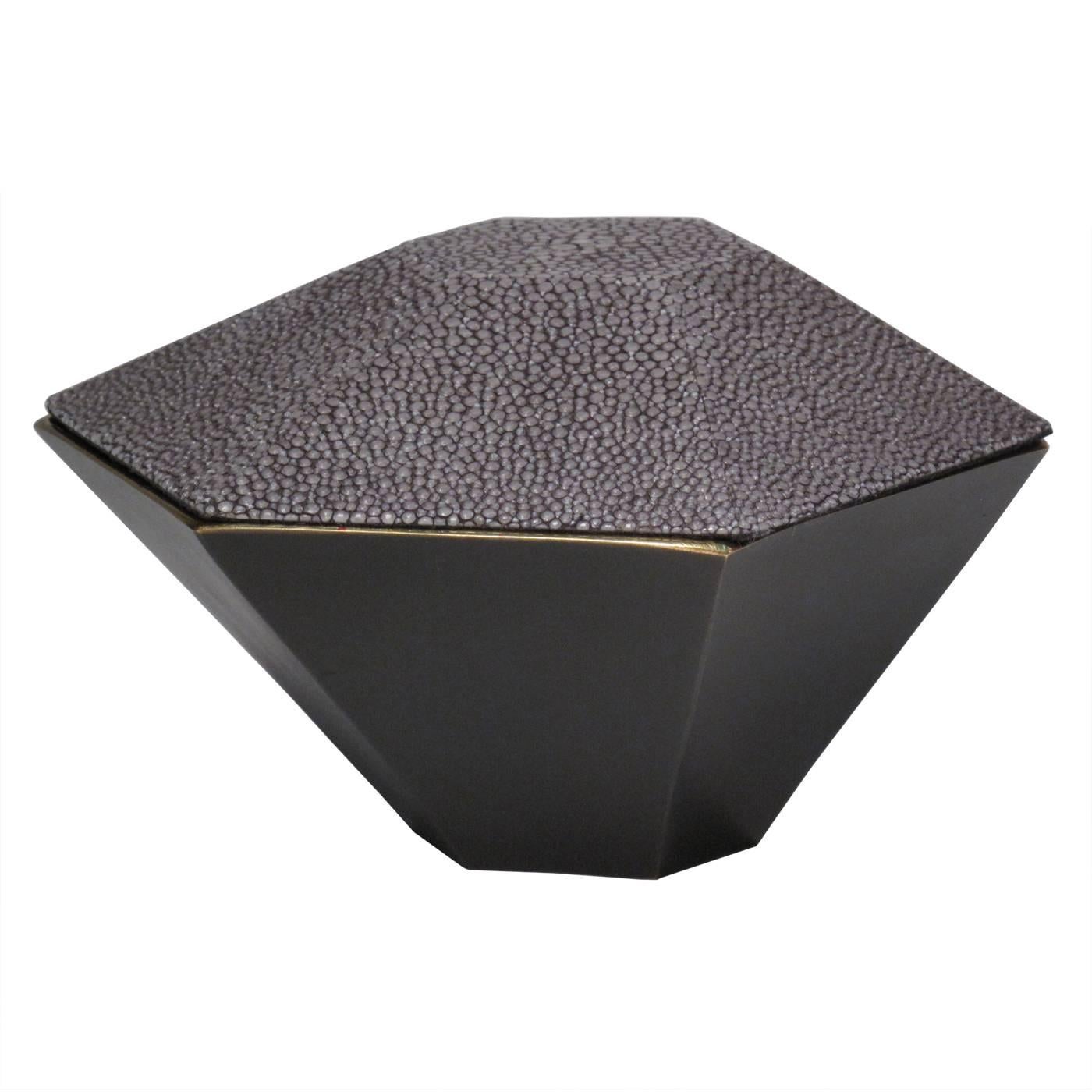 Geometric Grey Shagreen Box For Sale