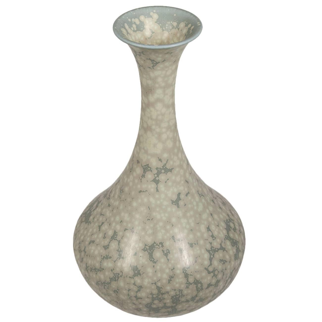 A Gunnar Nylund vase for Rorstrand in a beautiful crystalline glaze. Maker's mark and ceramist's initials on bottom.