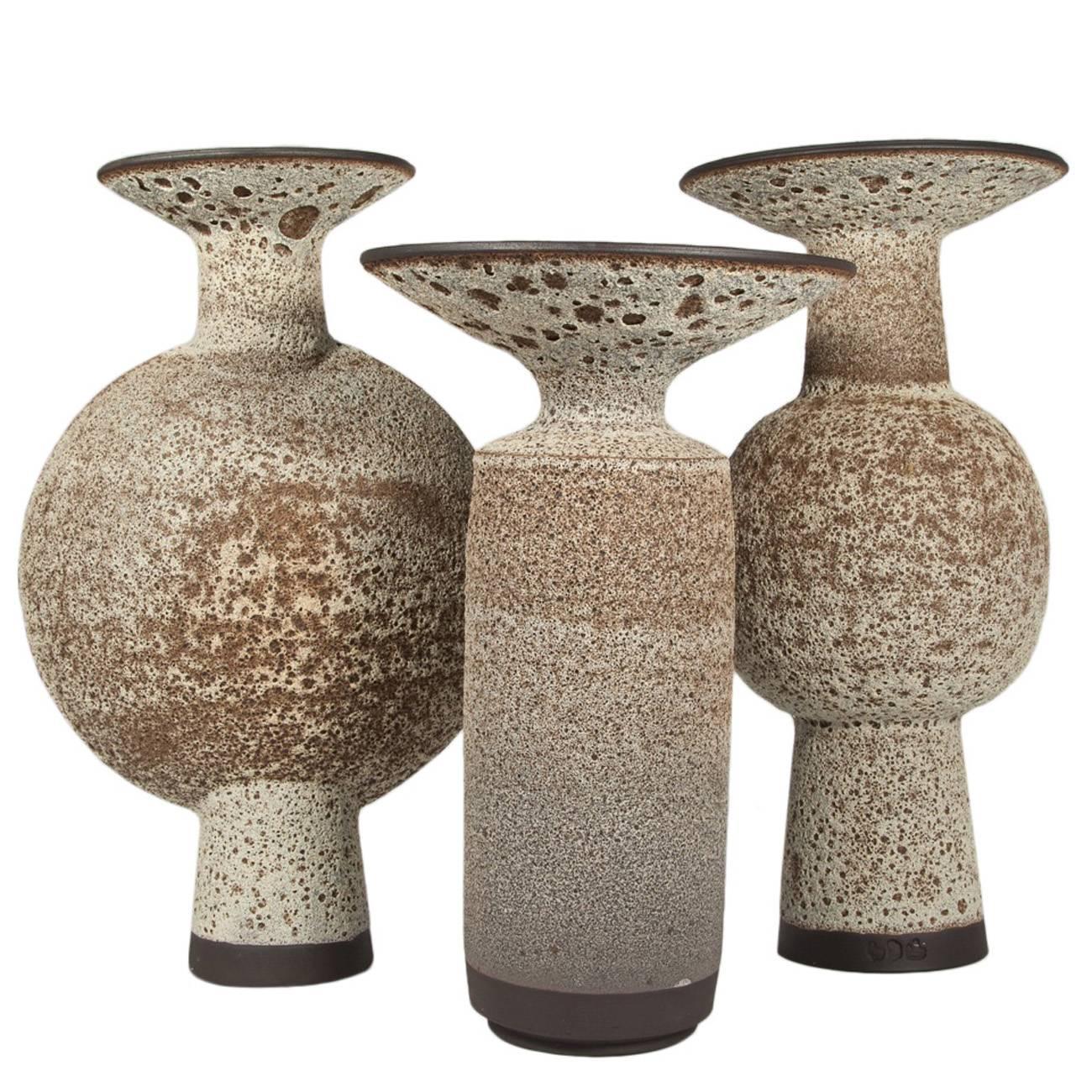 Trio of Lava Glazed Ceramics by Heather Rosenman For Sale