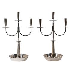Pair of Large Silver Plated Tommi Parzinger Candelabras