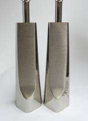 Pair of Sculptural Nickel Lamps by Laurel