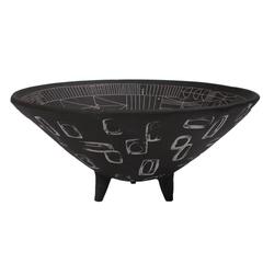 Large Incised Black Ceramic Footed Bowl